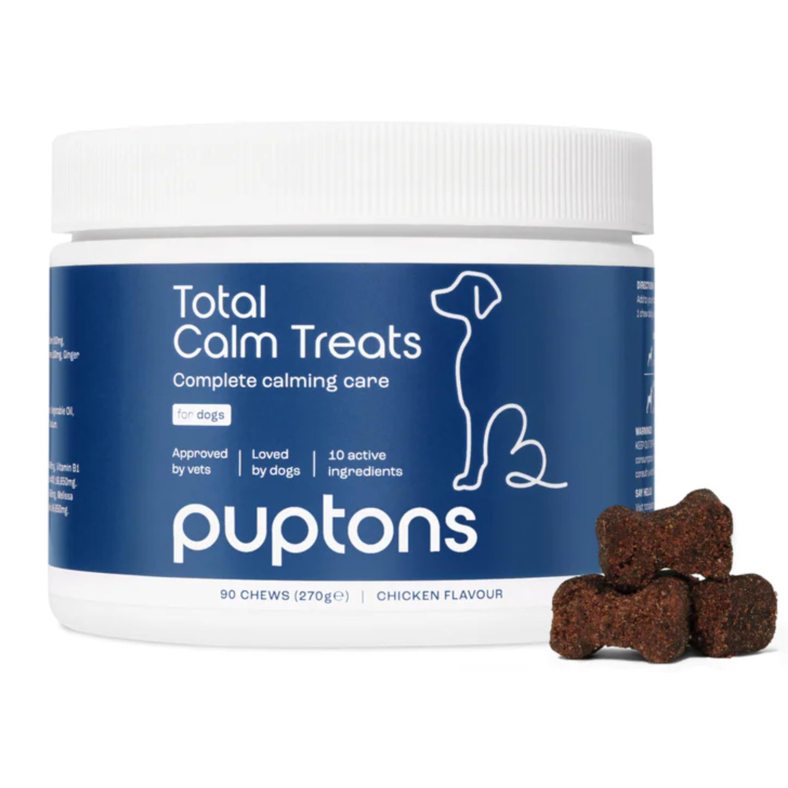 Total Calming Treats for Dogs | Dog Anxiety Relief | Calming Supplement for Dogs | Reduces Anxiety, Stress, Aggression & Barking | Passion Flower, Ashwagandha and L-Tryptophan (90 Treats)