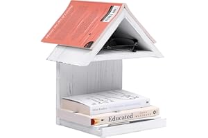 LETUBUYU Wooden Floating Bedside Bookshelf,Desktop Wooden Book Stand, Mini Library Shelf for glasses, Side Table Book Lover Organization Book for Book Lover (White)