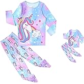 QPANCY Matching Girls&Dolls Pjs Set Kids Pajamas Long Sleeve Fall Winter Sleepwear