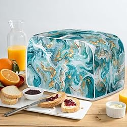 Coldinair Teal Gold Marble Print 4 Slice Toaster