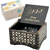 Pursuestar Somewhere Over The Rainbow Wind Up Music Box, Vintage Engraved Wood Mechanism Musical Gifts for Birthday Valentine's Day Christmas Thanksgiving