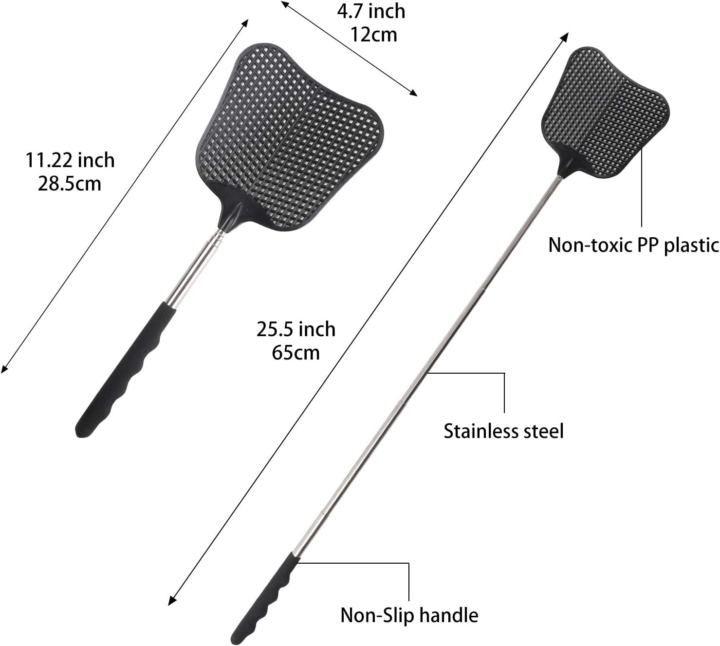 STUHAD 7 Pack Retractable Fly Swatters Heavy Duty Set, with Durable Telescopic Stainless Steel Handles, for Home, Classroom and Office: Garden & Outdoor