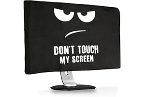 kwmobile Computer Monitor Cover Compatible with 24-26" Monitor - Don't Touch My Screen White/Black
