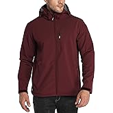 Outdoor Ventures Men's Lightweight Softshell Jacket Fleece Lined Hooded Water Resistant Winter Hiking Windbreaker Jackets