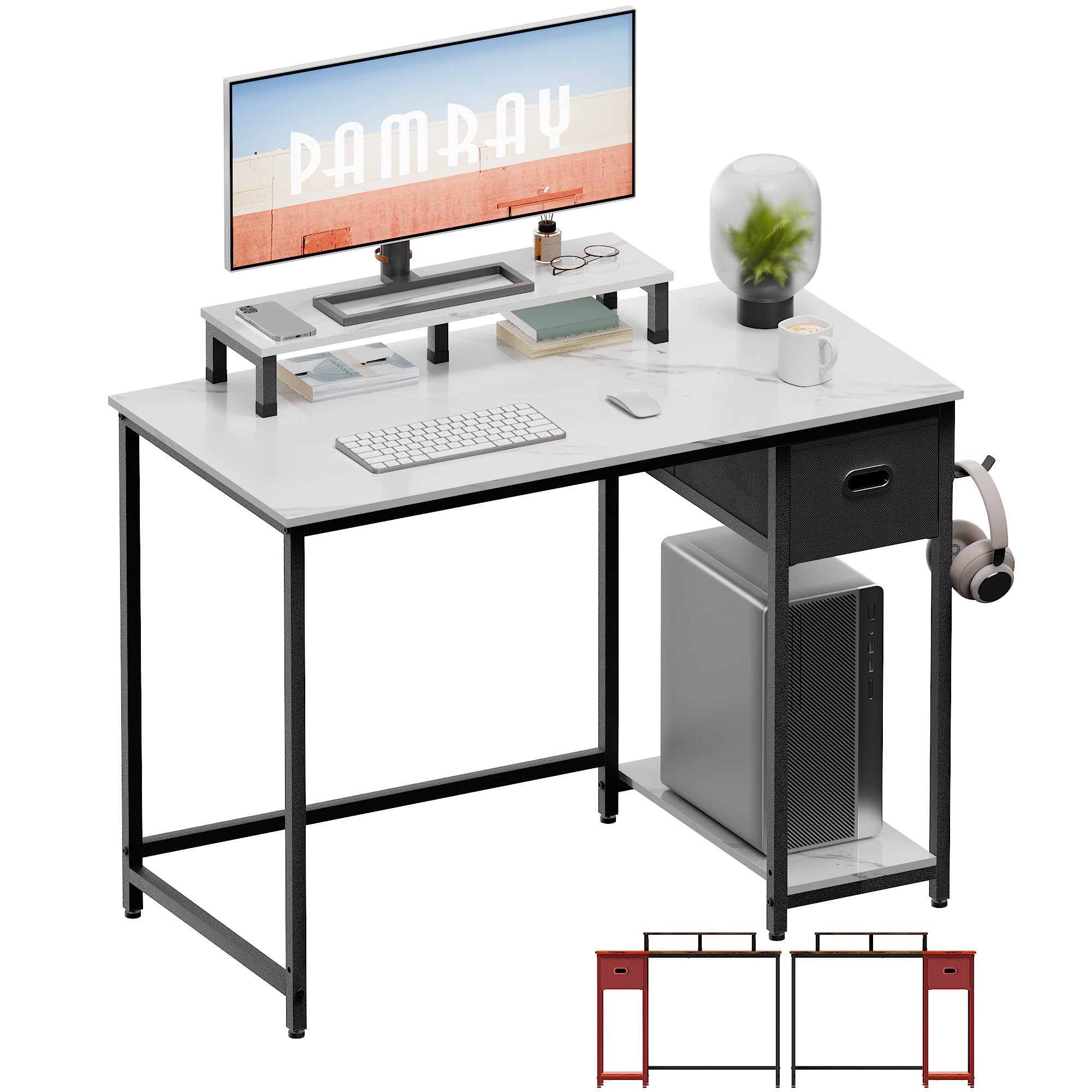 Pamray 39 Inch Computer Desk with Monitor Stand