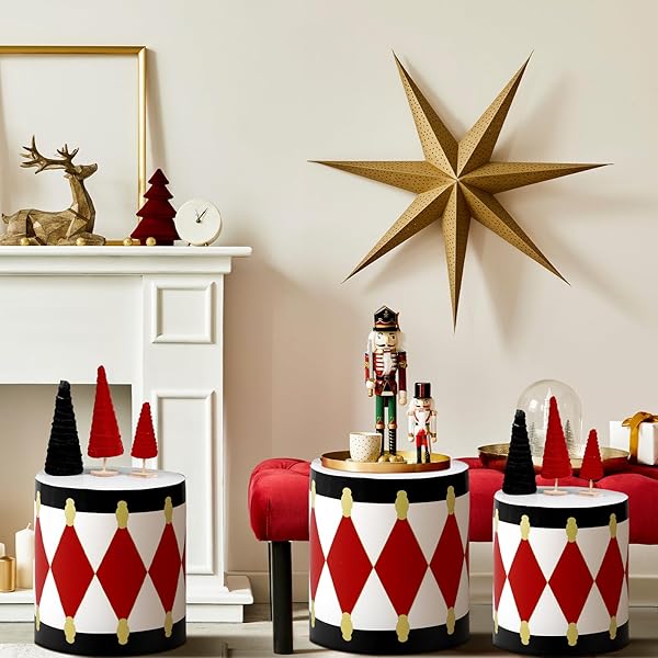 SUMIND 3 PACK CHRISTMAS INFLATABLES DECORATION CHRISTMAS INFLATABLES DRUM DECOR WHITE AND RED DRUM PATIO DECORATIONS XMAS PATTERN HOLIDAY DECOR FOR INDOOR OUTDOOR PATIO GARDEN PARTY SUPPLIES
