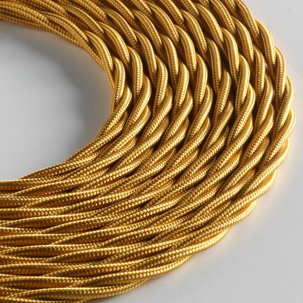 Klartext - Belle ÉPOQUE Braided Textile Cable for Vintage Electrical Installation, 3X1,5 mm, Gold, 10 mt.