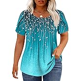 Womens-Plus-Size-Summer-Tops Trendy Petal Short Sleeve T Shirts Casual Crewneck Cute Flowy Pleated Blouses Tunics Tee