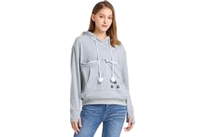 ALYC Unisex Hoodies Pet Holder Cat Dog Large Pouch Carriers Pullover with Cat Printing Sweatshirt (Light Grey- Classic Version, XL)