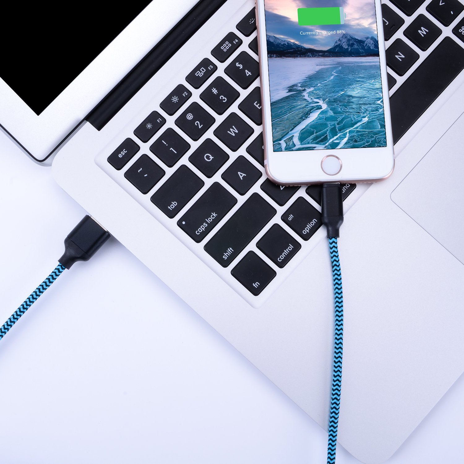 Long Phone Charger Cable, Nylon Braided 3-PACK 10ft Extra Long USB Data Cord Sync and Charging Lead for Phone X XS Max XR/8/8 Plus 7/7 Plus 6/6s Plus 5/5s/5c, Pad Mini/Air/Pro Pod Touch (Blue)