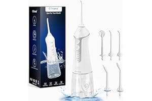 Clirass Portable Water Flosser - Cordless Rechargeable Water Dental Pick with 5 Jet Tips, 3 Modes, IPX7 Waterproof & 300ML Cleanable Reservoir, Ideal for Teeth Cleaning & Flossing, White
