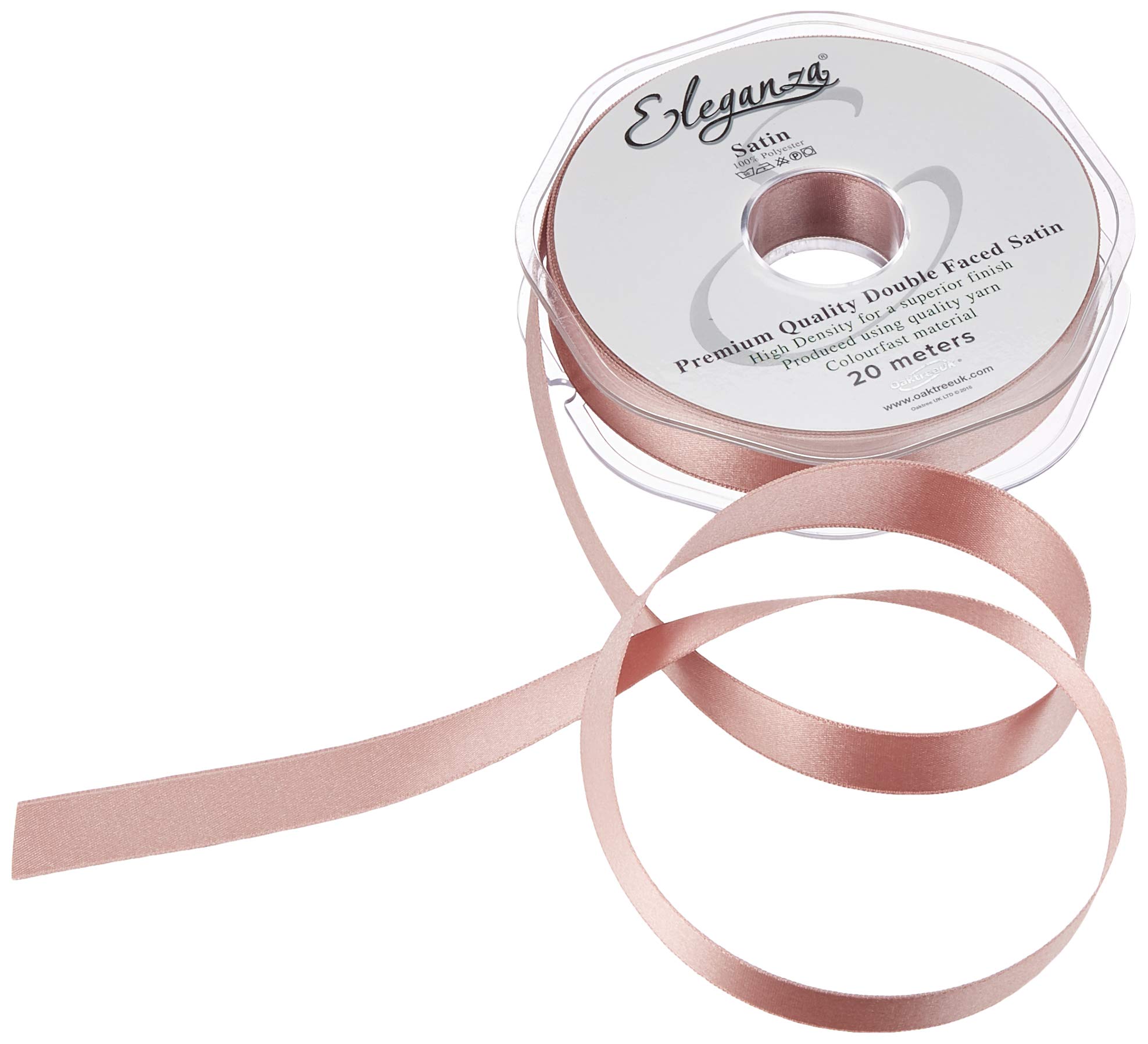ELEGANZA 15 mm x 20 m Premium Quality Ribbon, Satin, Rose Gold, 11 x 11 x 2 cm