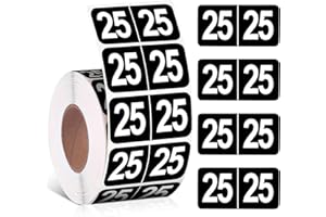 ZZUNKN 500 Pieces 2025 Year Stickers File Folder Year Labels Rectangle Coded Colored Year Stickers Self Adhesive Year Labels Tab File Folders Office Supplies, 1 Roll, 3/4" x 1-1/2" (Black)