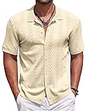 COOFANDY Mens Cuban Knit Polo Button Short Sleeve