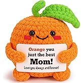 FEFAMM Birthday Gifts for Mom from Daughter Son - Mini Handmade Crochet Oragne Birthday Gifts for New Mom Stepmom and Mother in Law Wife Unique Stocking Stuffer for Women Cheer Up Support