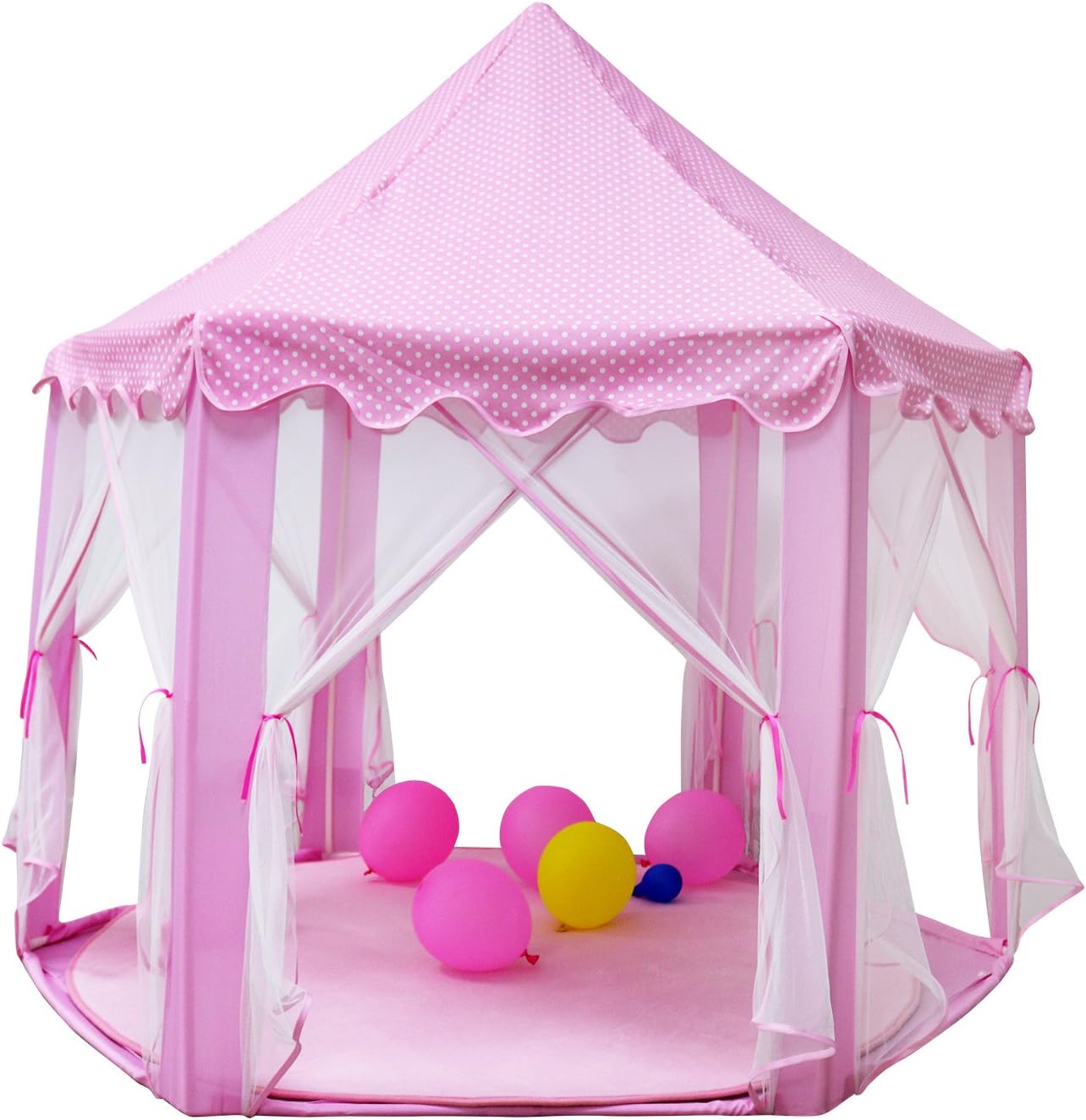 Shayson Princess Castle Play Tents Indoor, Large Playhouse Kids With 100 LED Lights USB Powered For Festival Fairy Princess Castle Tent, Newest Design, Extra Large Room (1)