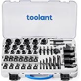 toolant 46-Piece Impact Bolt Extractor Set | Bolt Extractor 1/4", Multi-Spline Screw Extractor 1/8", Hand Extractor #1, Deep Bolt Extractor 17, 3/8"-1/2" Adapter