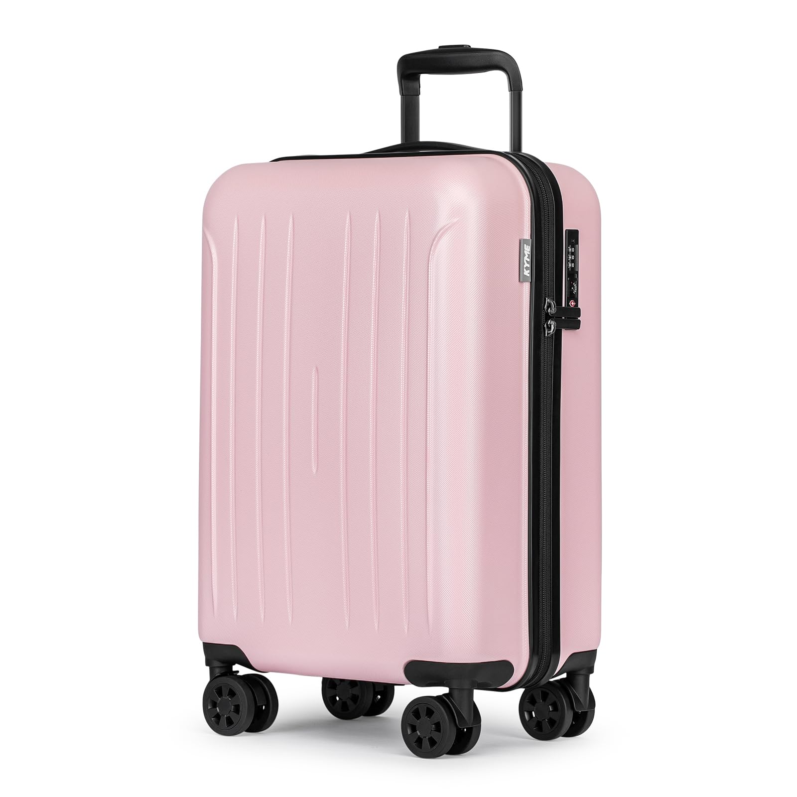 KYME Suitcase Hardshell With Double Spinner Wheels, PC+ABS TSA Lock Travel Luggage (Pink, 20