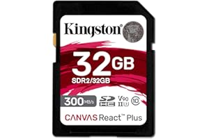 Kingston Canvas React Plus 32GB SD Card | SDHC UHS-II | 300R/260W U3 V90 | Full HD/4K/8K | SDR2/32GB