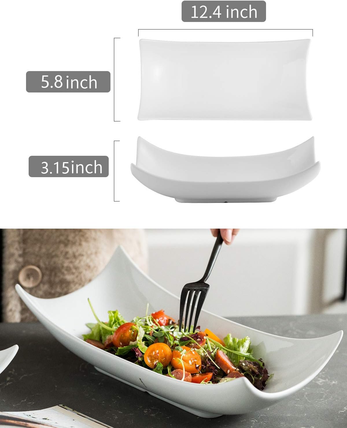  | Porcelain Serving Platter White Serving Tray Decorative Centerpiece Deep Serving Bowl 12-Inch Set of 3: Platters