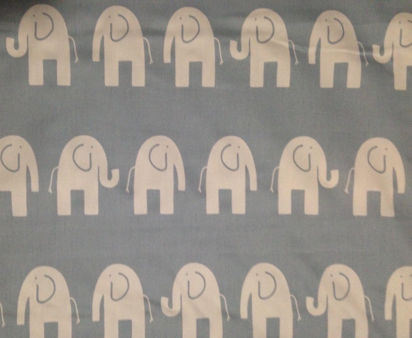Carousel Design White Elephants on Blue Cotton Twill Fabric (Great for Quilting, Sewing, Craft Projects, Seat Covers, Throw Pillows & More) 1 Yard x 58"