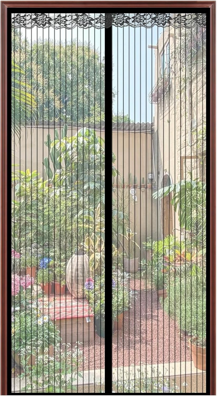 Magnetic Fly Screen Door 90x210cm Heavy Duty Mesh Window Curtain for Patio Balcony Garden Powerful Magnets Automatically Close Easy to Install Black