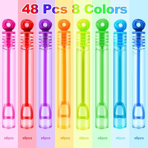 48 Pack Mini Bubble Wands,Colorful Bubbles Party Favors for Kids,8