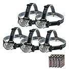 EverBrite 5-Pack LED Headlamp Flashlight for Running, Camping, Reading, Fishing, Hunting, Walking, Jogging, Durable Light Weight Head Lights Batteries Included