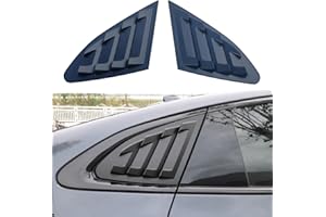 GENERIC for Chevrolet Chevy Malibu 2016-2024 Rear Side Window Louvers Sport Style Triangular Window Glass Blinds Air Vent Scoop Shades Cover Trim Blinds Auto Exterior ABS Decorate Accessories (Matte Black)