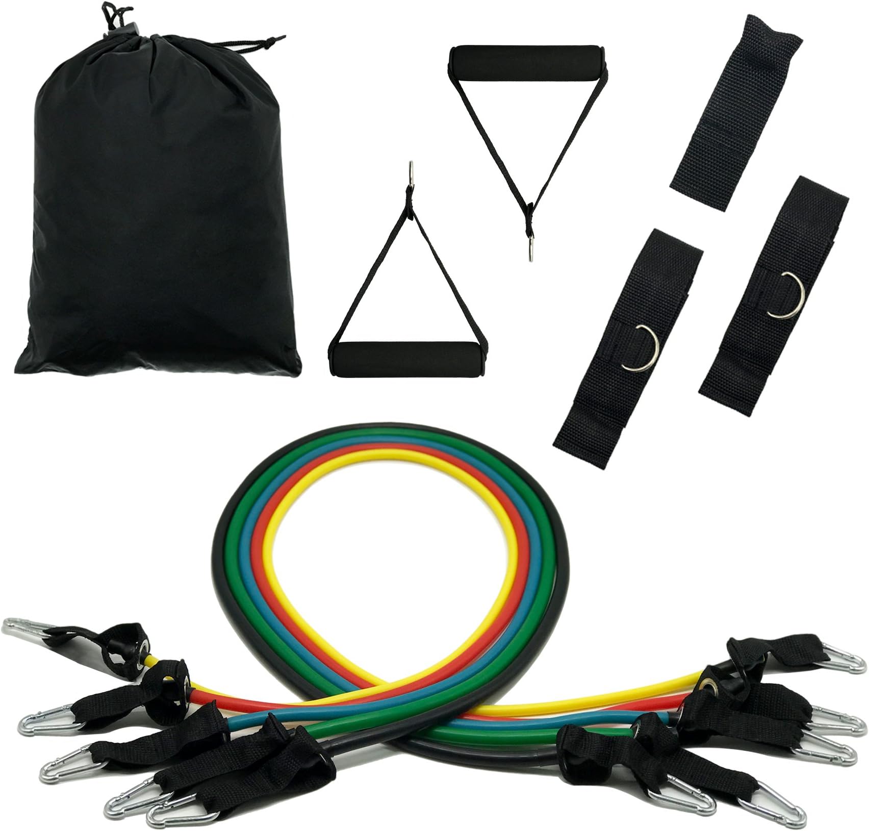 HOLYLUCK Perfect Set of Resistance Bands Exercise Bands 5pcs, 11pcs,16pcs Including Door Anchor Ankle Straps Exercise Chart and Resistance Band Packed in Portable Pouch