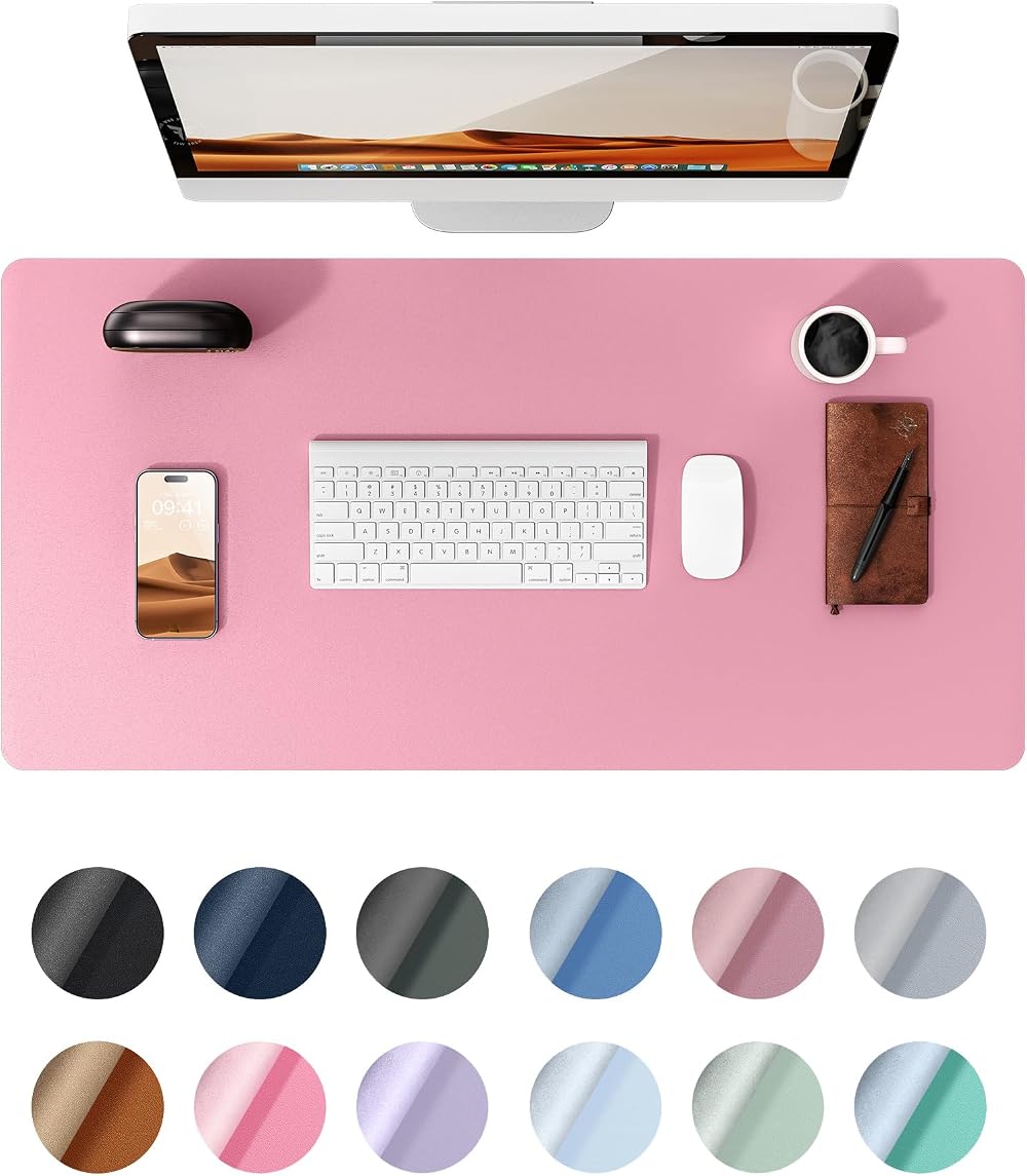 YSAGi Leather Desk Mat Large 60x35 cm Non-Slip Waterproof Pink