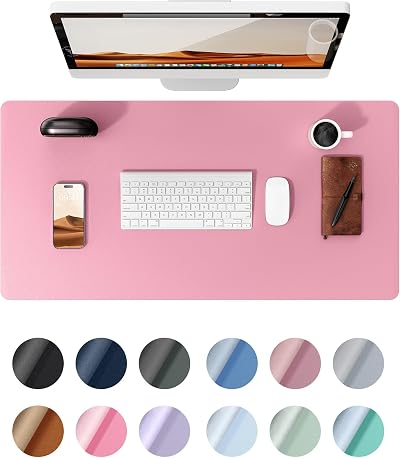 YSAGi Leather Desk Mat Large 60x35 cm Non-Slip Waterproof Pink