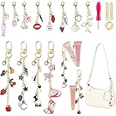 GUJYUYIF 12Pcs Lip Gloss Keychain Charms - Lip Balm Keychain Kit Exquisite Cute Charms Bag Purse Decor Gifts for Women Girls