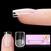 Beetles Tipex Lite Instant Apex Nail Tips, XS Square, 96pcs 16 Sizes(00-14) | No Builder Gel Needed, Etched-free Acrylic Nails for DIY Salon-look False Nail Extensions, Full Cover Soft Gel Tips