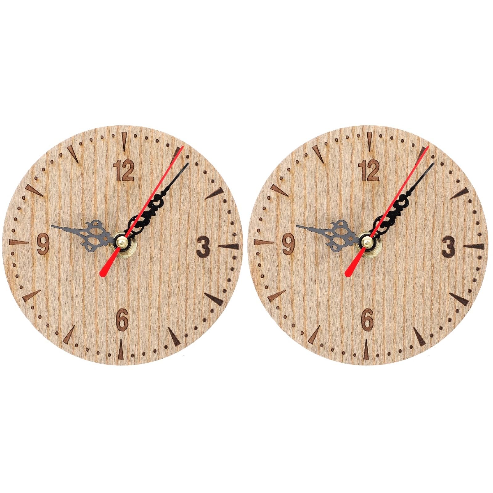 OUNONA 2pcs Rustic Style Wall Clock Numerals round Wall Hanging Clock for Home Decor Silent