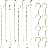Hotop 8 Pcs Metal Hanging Chains with Ceiling Hooks, Garden Plant Hangers for Hanging Bird Feeders, Billboards, Chalkboards, Basket, Planters, Lanterns, Wind Chimes, Chain Hook DIY(12 Inch,Gold)