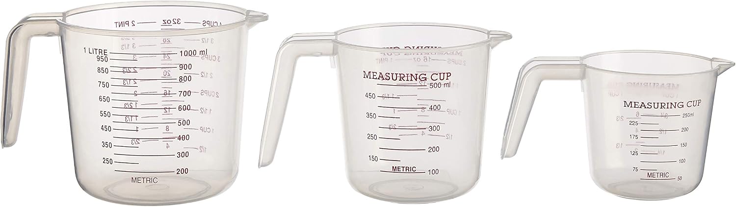 Measuring Jugs, Clear Plastic, Set of 3, Transparent - Image 3