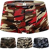Hanhepee Men's Camouflage Boxer Briefs Low Rise Mens Under Comfort Ultra Soft Stretch underwear