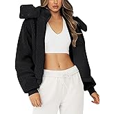 Micoson Womens Faux Fur Coat Winter Full Zip Sherpa Fleece Jacket Long Sleeve Warm Fuzzy Outerwear with Hooded