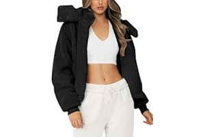 Micoson Womens Faux Fur Coat Winter Full Zip Sherpa Fleece Jacket Long Sleeve Warm Fuzzy Outerwear with Hooded