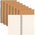 LABUK 7 Pack Blank Spiral Notebook, A5 Unlined Spiral Notebook, 100 Pages Journal Sketch Books 8.3"x 5.5" Soft Cover Kraft Diary Planner, 50 Sheets for School Travel Office (Brown)