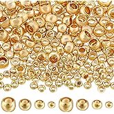 Beebeecraft 400Pcs 14K Gold Filled Crimp Beads 1.5/2/2.5/3mm Positioning Metal Spacer Rondelle Loose Beads with Storage Box for DIY Necklaces Bracelets Anklets Making