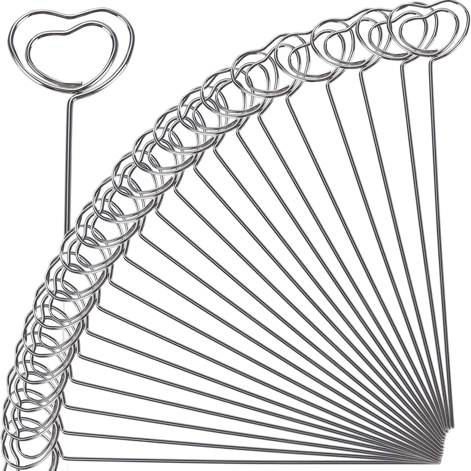 LATRAT 30 x Metal Heart Photo Holder Memo Card Holder Photo Holder for Wedding Cake Decoration Heart