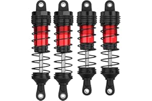 ARRAROWN 4PCS RC Oiled Shocks Absorber Set Fit for 1/12 1/14 1/16 RC Cars WLtoys 144001/124019/124018 MJX, SCY and HBX RC Buggy Off-Road Racing Upgraded Parts (Black Red)