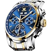 OLEVS Automatic Men Watch Self Winding Mechanical Luxury Dress Moon Phase Stainless Steel Waterproof Luminous Calendar Wrist Watch