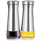 Aelga Olive Oil And Vinegar Dispenser Set -2 Pack Elegant Stainless Steel Oil Dispenser Set- Vinegar Bottle for Kitchen with No-Drip