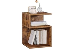 ODIKA Tokyo S Minimalist 3 Tier End Table - Minimalist 3-Tier Wood Nightstand for Small Spaces with Open Storage - Japanese-Inspired Bedside Table for Bedroom (Rustic Brown)