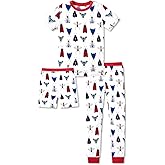 PATPAT Bamboo Viscose Pajamas Sets for Boys Girls Kids Toddler, 3 Pack Shorts & Pants Sleepers, Ultra-soft Snug Fit Pjs 2-12Y
