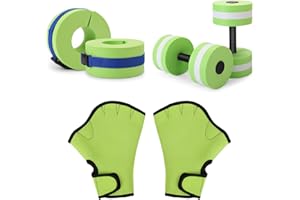 CARPERIPHER Water Aerobics Set for Aquatic Exercise, Pool Fitness Equipment Foam Water Dumbbell Set, New Upgrade Aquatic Dumbbells and Foam Swim Aquatic Cuffs, Water Workout Fitness Tool