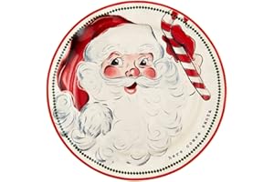 Mud Pie Santa Salad Christmas Plate, Candy Cane, 8" Dia